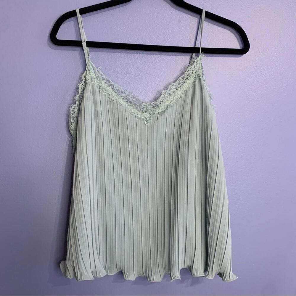 Lush Pleat Lace Camisole in Sage - Size Large